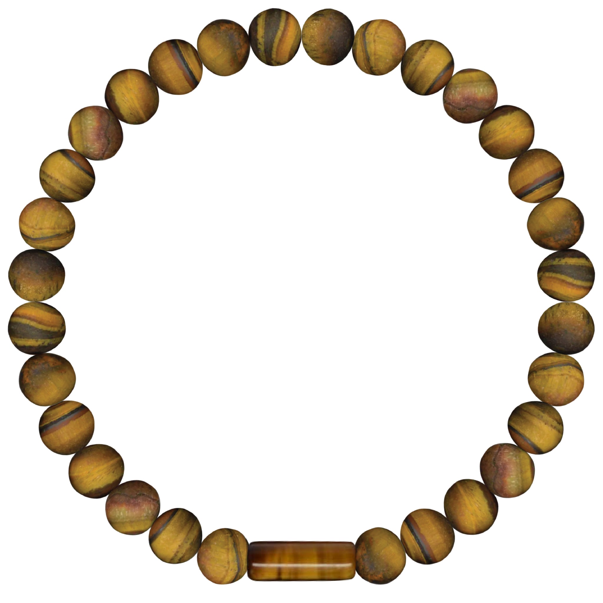 6MM Matte Tigereye Stretch Bracelet with Tigereye Tube Bead Accent