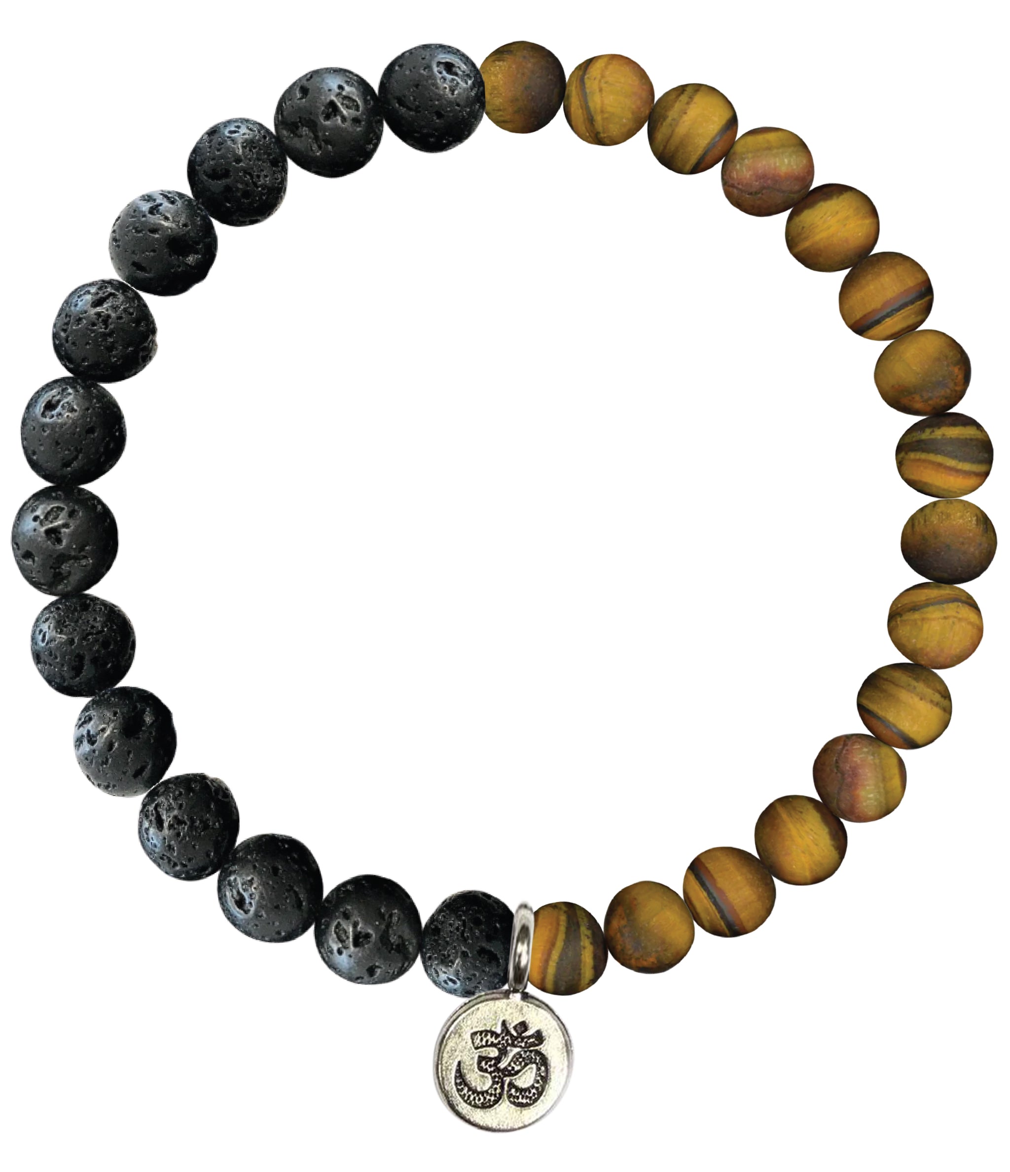 6MM Matte Round Tigereye and Lava Stone Stretch Bracelet
