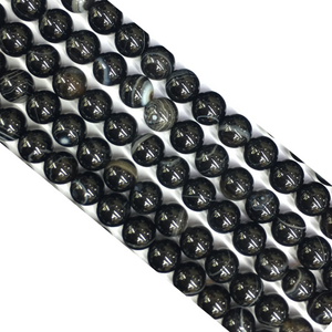 Black Sardonyx Round Beads 6Mm