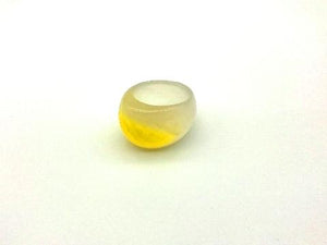 Color Agate White Yellow Ring Faceted 9X14-10X21Mm