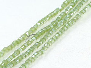Thunder Polish Glass Crystal Green Faceted Cube 2X2Mm