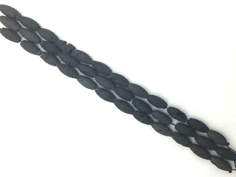 Agate Druzy Black Rice 8 Inch 8X12Mm