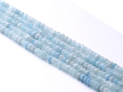 Aquamarine E1 Faceted Roundel 4X6Mm