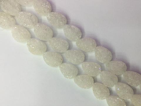 8 Inch Coated Agate Druzy Ab White Teardrop 10X14Mm