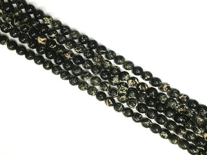 Impression Jasper Black Ound Beads 10Mm