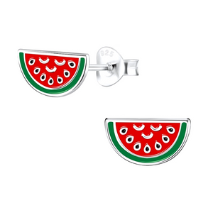 Silver Watermelon Stud Earrings