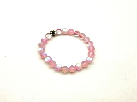 Bead, iridescent glass, translucent matte pink, 8mm round. Sold