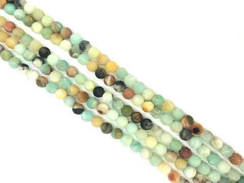Matte Black Cloudy Amazonite Round Beads 8Mm