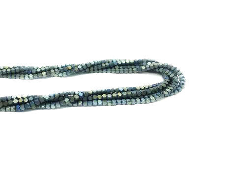 Coated Hematite A Matte Green Faceted Cube 2Mm