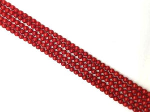 Bamboo Coral Red Round Beads 6Mm