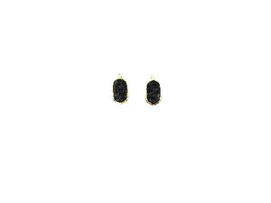 Agate Druzy Black Earring A Pair 10X18Mm