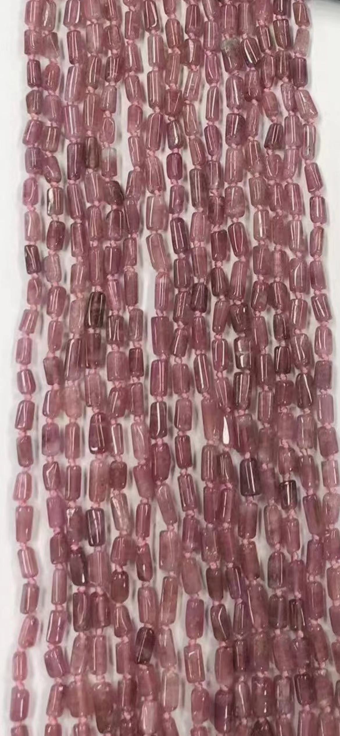A Grade  Red Tourmaline Free Form Tube 5x7mm