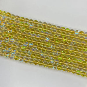 Yellow Glass round beads 6mm