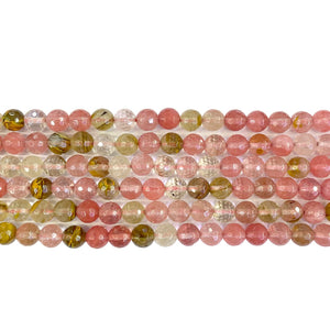 Watermelon Quartz Faceted Beads 4mm