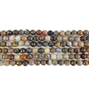 Petrified Wood Faceted Beads 4mm