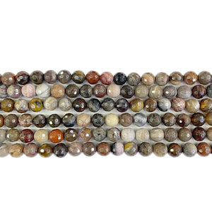 Petrified Wood Faceted Beads 8mm