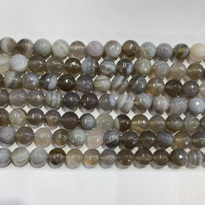 GREY AGATE FACETED BEADS 10MM