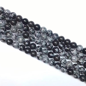 Snowflake Obsidian round beads 4mm