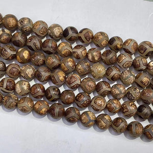 Matte Tibetan Agate Round Beads  12mm