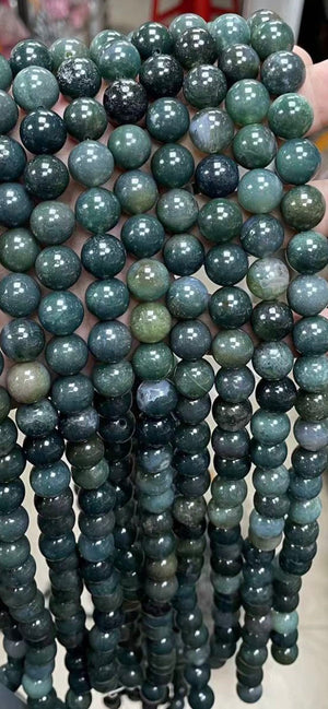MOSS AGATE ROUND BEADS 12MM