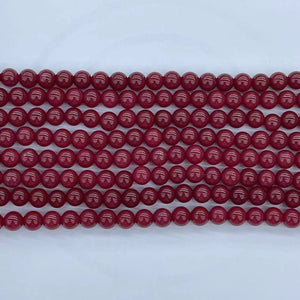 Color Jade Dark Red round beads 4mm
