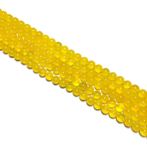Yellow Chalcedony Round Beads 6mm
