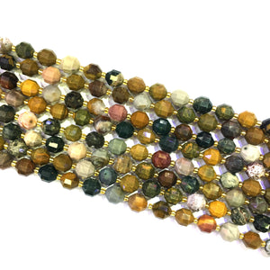Ocean Jasper Lucky Faceted Beads 10mm
