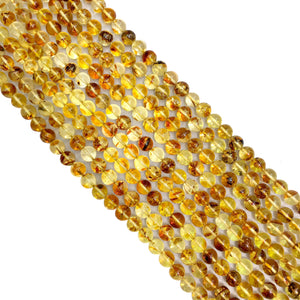 Baltic Piebald Amber Round Beads 6mm