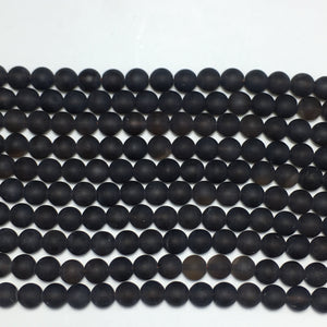 Matte Smoky Quartz Round Beads 8mm