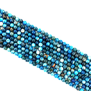 Blue White Mixed Apatite Round Beads 4mm