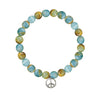 Argentina Aragonite Stretch Bracelet 8MM With Silver Peace Charm