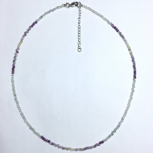 Mixed Rainbow Fluorite Super Precision Cut Rounds 2mm Necklace