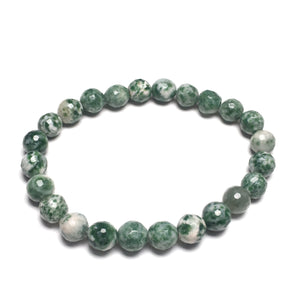 Green Spot Jasper 8mm Faceted Beads Bracelet