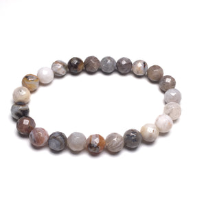 Bamboo Leaf Agate 8mm Faceted Beads Bracelet