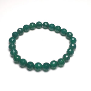 Green Agate 8mm Faceted Beads Bracelet