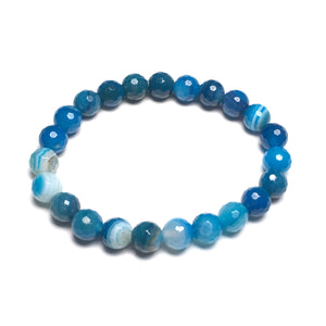 Blue Sardonyx 8mm Faceted Beads Bracelet