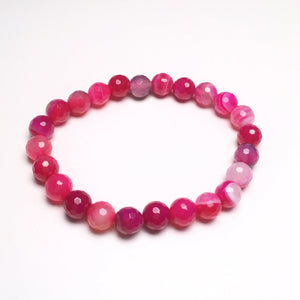 Ruby Sardonyx 8mm Faceted Beads Bracelet