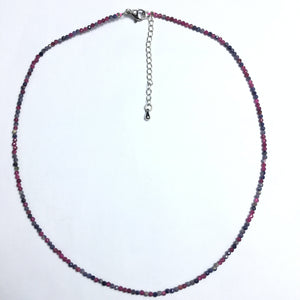 Ruby And Sapphire Super Precision Cut Rounds 2mm Necklace