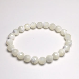 Bleached MOP 8mm Faceted Beads Bracelet