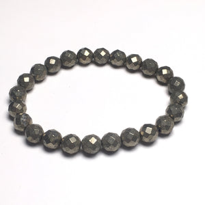 Silver Pyrite 8mm Faceted Beads Bracelet