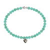 6MM Heart-Shaped Turquoise Magnesite Anklet w/ Heart Charm 9in
