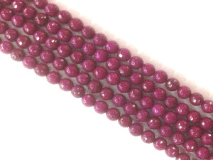 Color Jade Dark Red Faceted Rounds 10Mm
