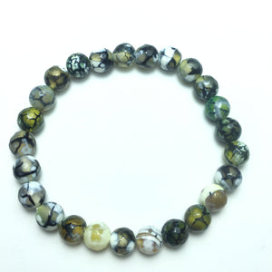 Olive Green Fire Agate Faceted Beads Bracelet 8mm