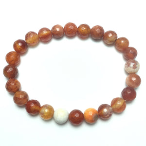 Red Fire Agate Faceted Beads Bracelet 8mm