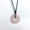 Rose Quartz 40x6mm Donut With Cotton Cord Necklace