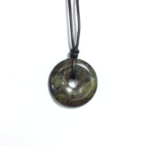 Dragonsblood Jasper 40x6mm Donut With Cotton Cord Necklace