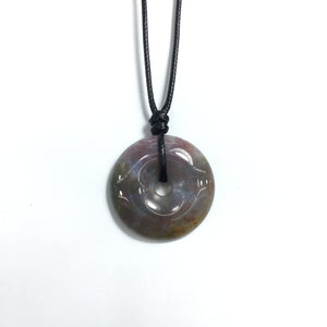 Fancy Jasper 40x6mm Donut With Cotton Cord Necklace