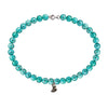 4MM Round Turquoise Magnesite Anklet w/ Moon Charm 9in
