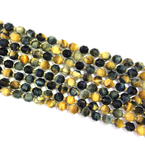 Gold Blue Tiger Eye Faceted Beads 10mm