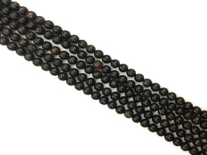 Golden Black Obsidian Round Beads 4Mm